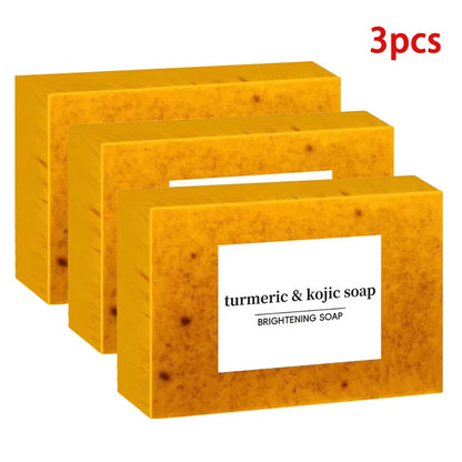100G Turmeric Hand Made Soap, Lemon Kojic Acid Soap, Shower and Facial Soap Deep Cleaning for Face Body Skin Care